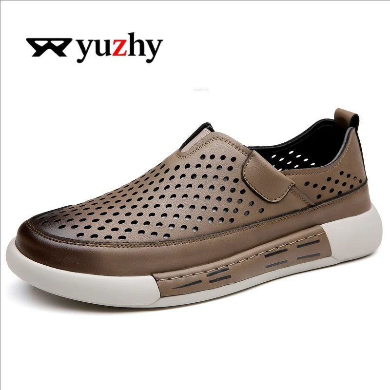 Summer Men Sandals Leather Mens Casual Shoes Outdoor Beach Roman Zpaxo