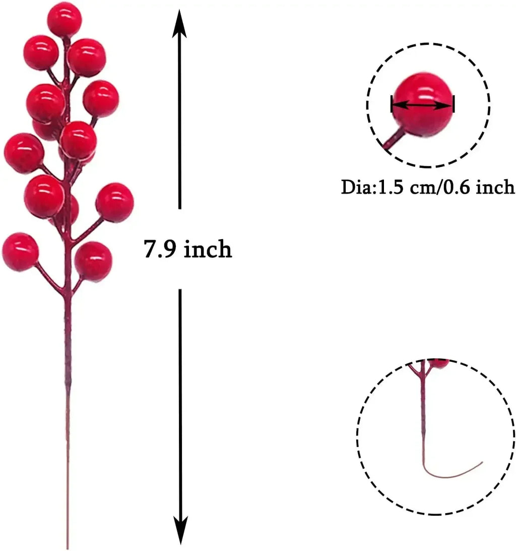 Artificial Berry Christmas Bouquet Realistic Red Branches Xmas Tree