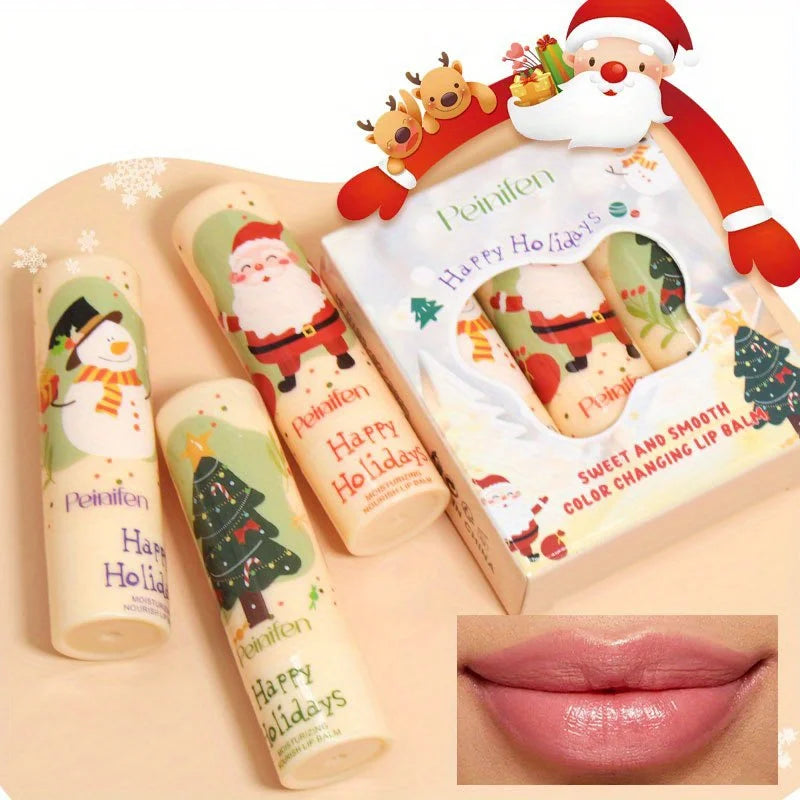 3 Pcs Fruit Colored Lip Balm Set Lipstick Colorless Base Moisturizing and Moisturizing Zpaxo