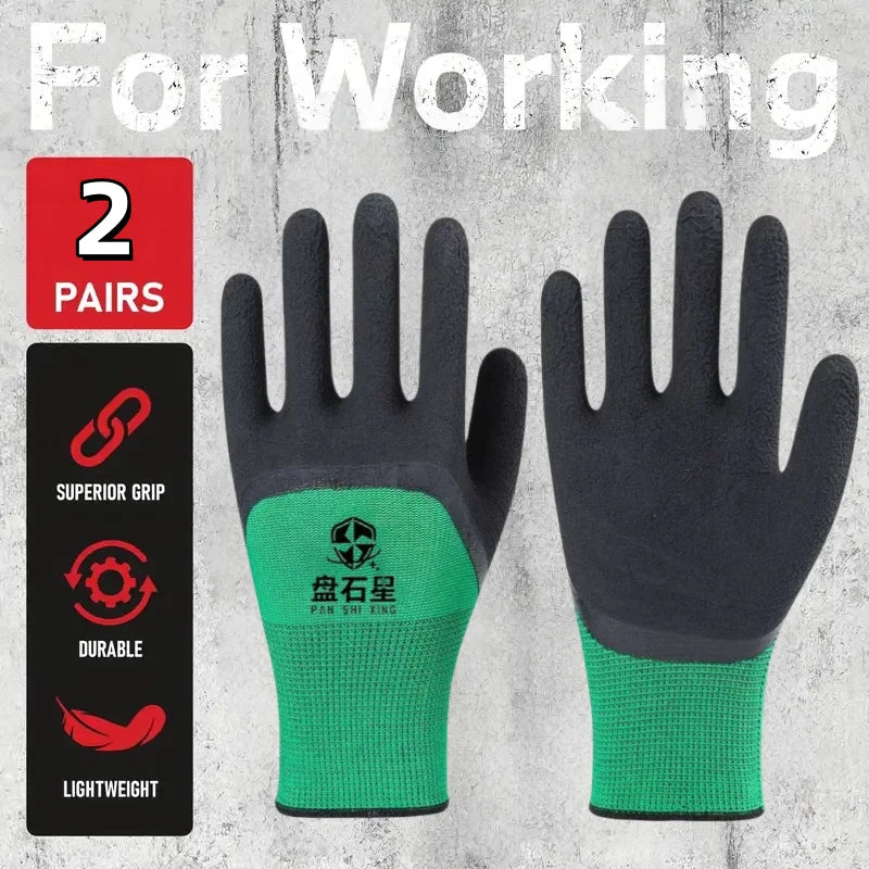 2 Pairs Gardening Gloves - Non-Slip, Ergonomic Design for Outdoor Work, Car Repair, Fishing - Durable & Multi-Purpose (Men & Wom Zpaxo