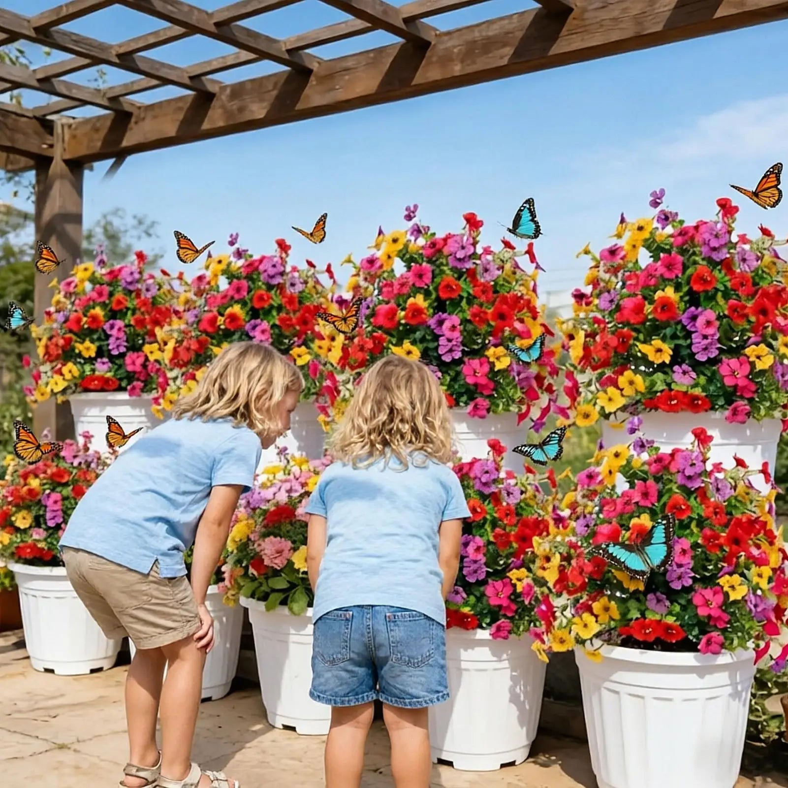 Artificial Flowers Outdoors UV Resistant Ground Stakes Realistic Fake