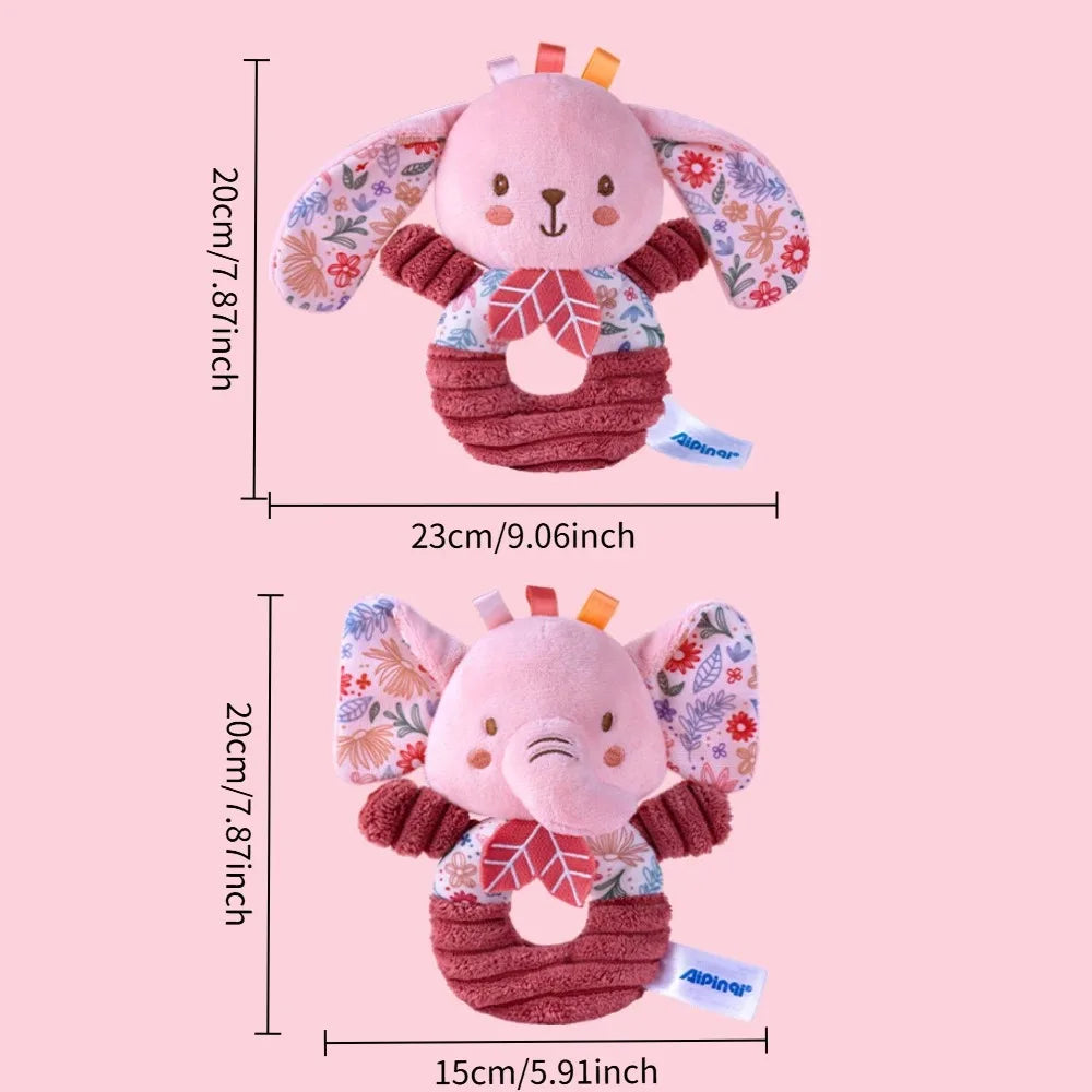 Pink Hand Cranked Ring Newborn Plush Toy 0-1 Year Old Baby Ringed