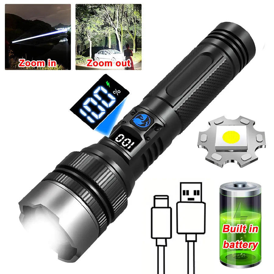 Ultra Bright Rechargeable LED Flashlight – Zoomable Torch