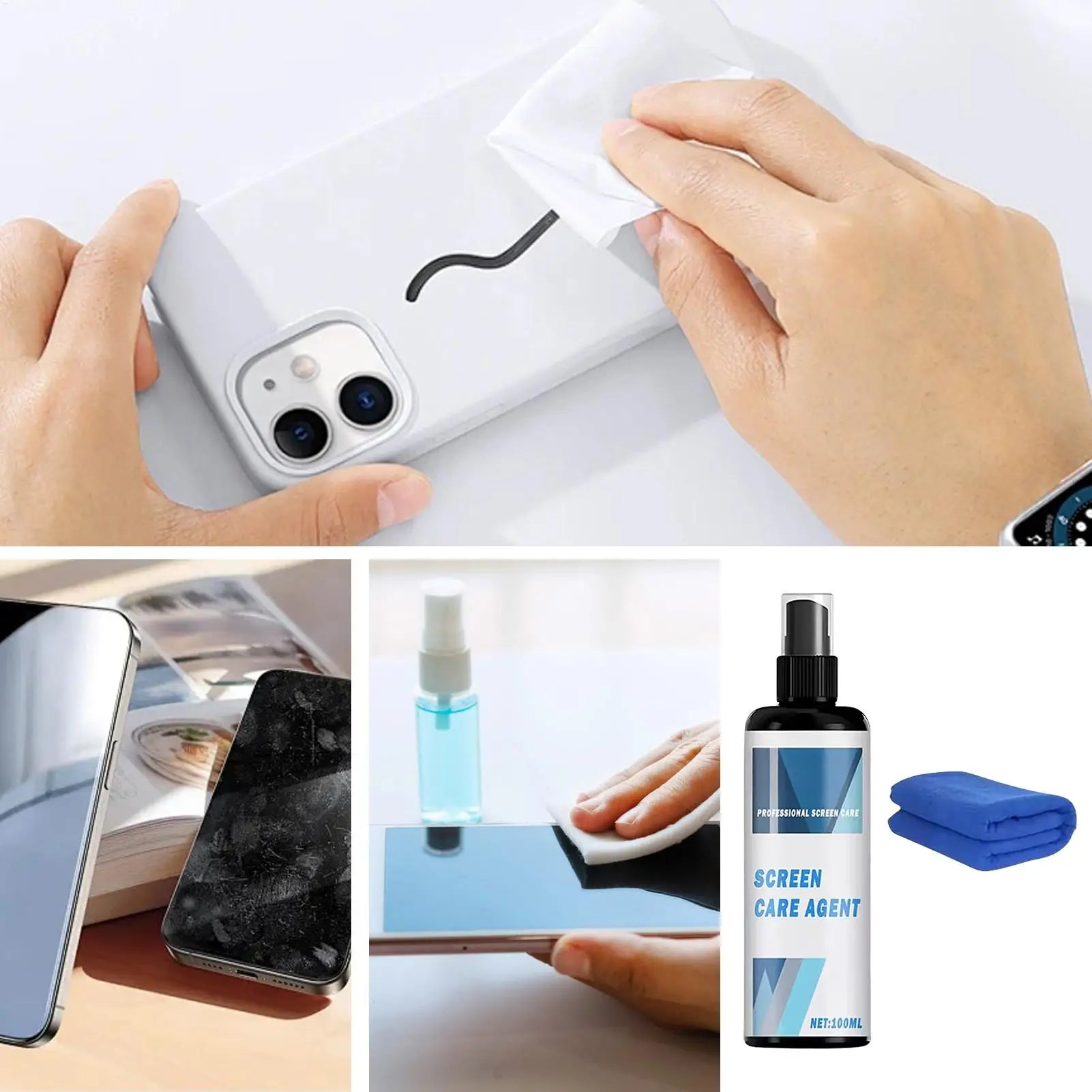 Phone Screen Cleaner Spray Anti Fog Lens Wipe Solution Camera Glasses