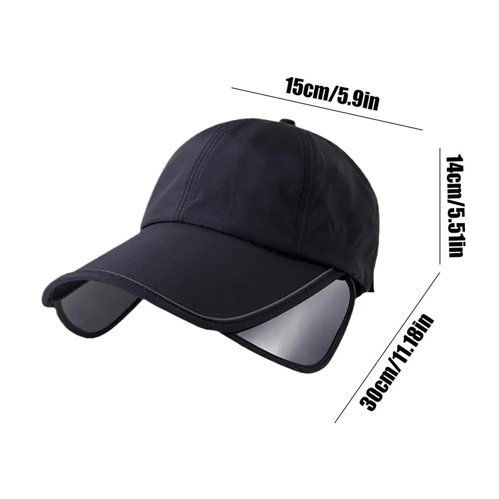 Sunscreen Hats Widened Brim Summer Sun Hat Outdoor Big Brim Cap Breathable Fishing Hat Retractable Sunshade UV protection Zpaxo Black