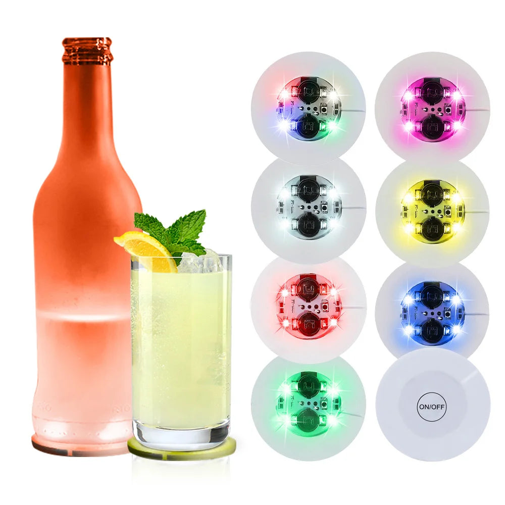 LED Drink Coasters Flashing Cup Coaster Lights Light Up Stickers