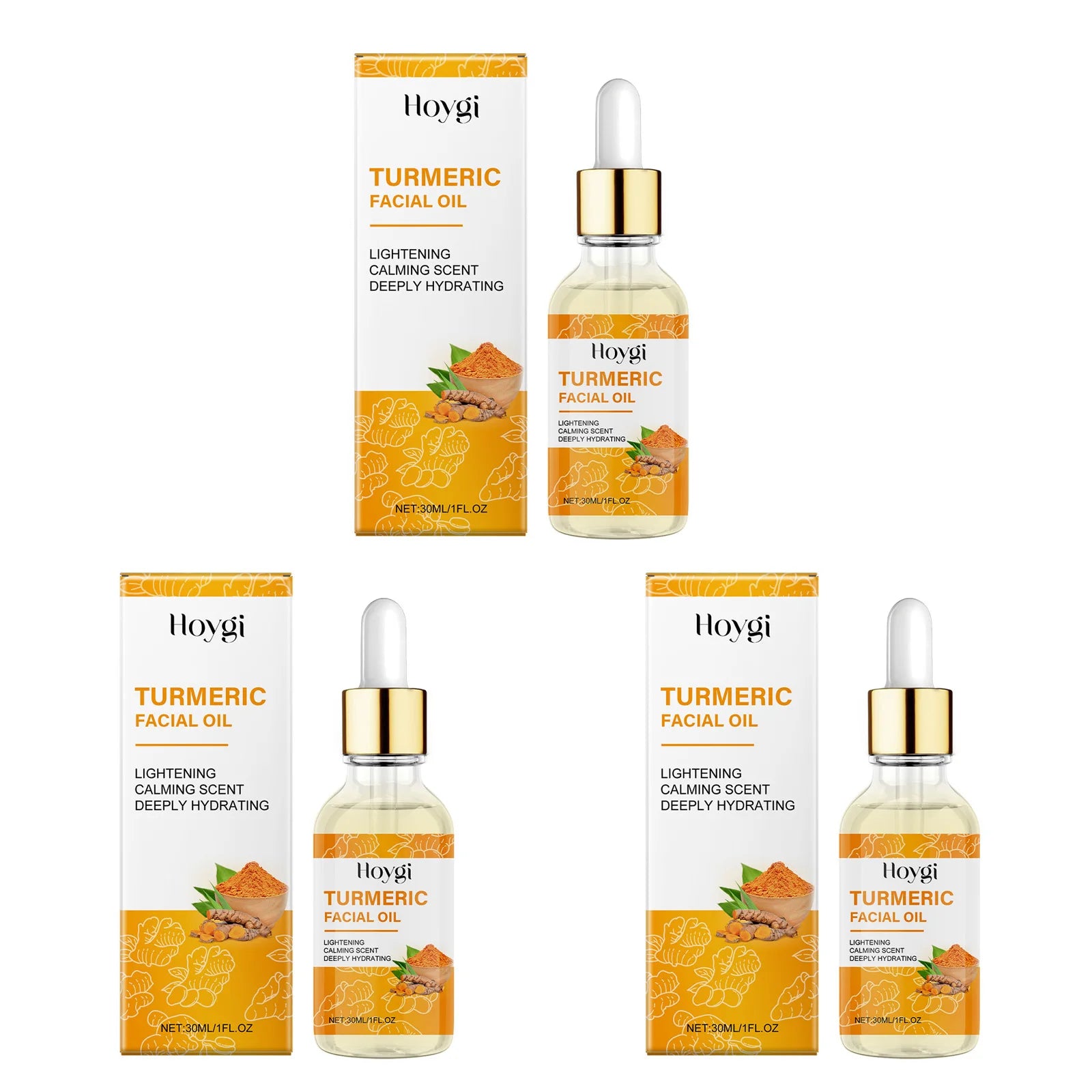 Turmeric Facial Essence Oil Nourishing Brightening Fade Dark Spot Skin Care Smoothing Firming Glowing Complexion Moisturizing Zpaxo 3 x 30ml Boxed