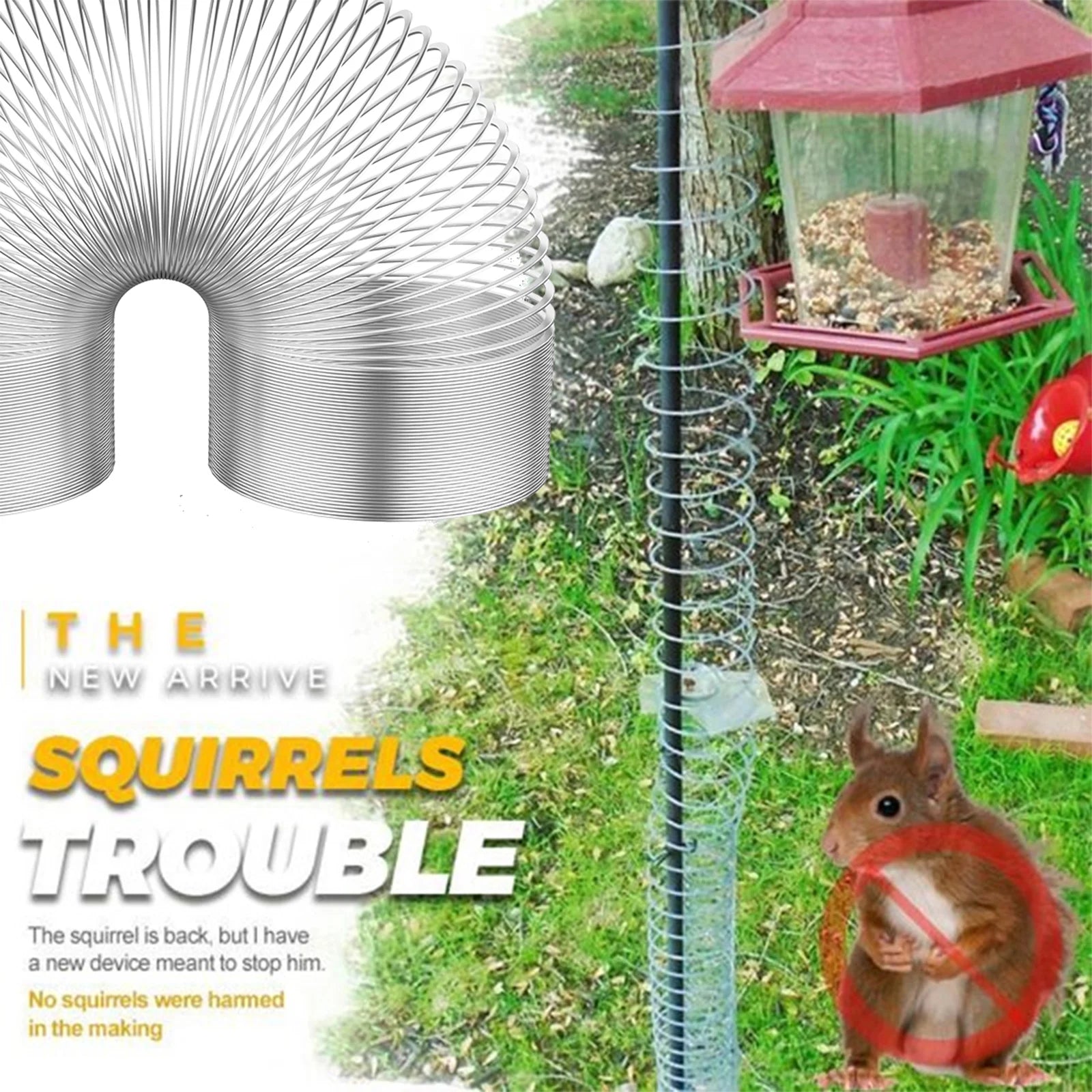 2pcs Squirrel Proof Spring Anti Raccoon Proof Hanging Compression Outdoors Spring For Bird Feeder Station Wrap Around Protection Zpaxo