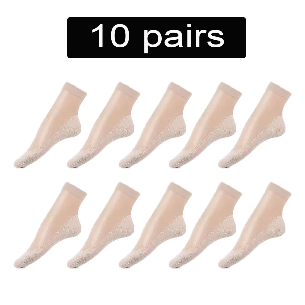 5 10 Pairs Women Socks Soft Non-slip Summer Ultrathin Breathable Sock