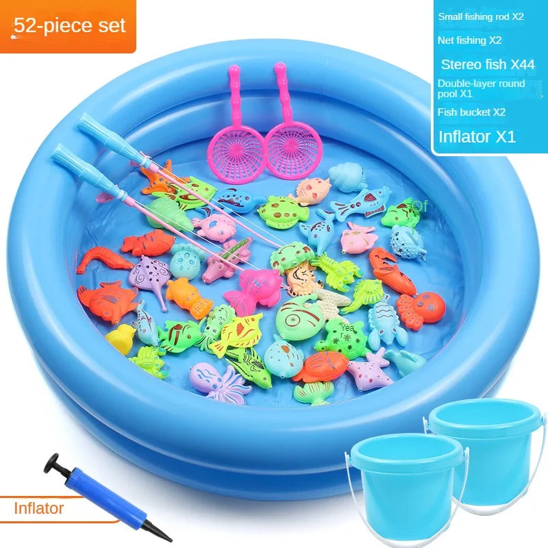 Magnetic Fishing Toy Pool for Boys and Girls, Fun Game for Playing Home, Summer Puzzle Square Night Market Stall Set Zpaxo suit F