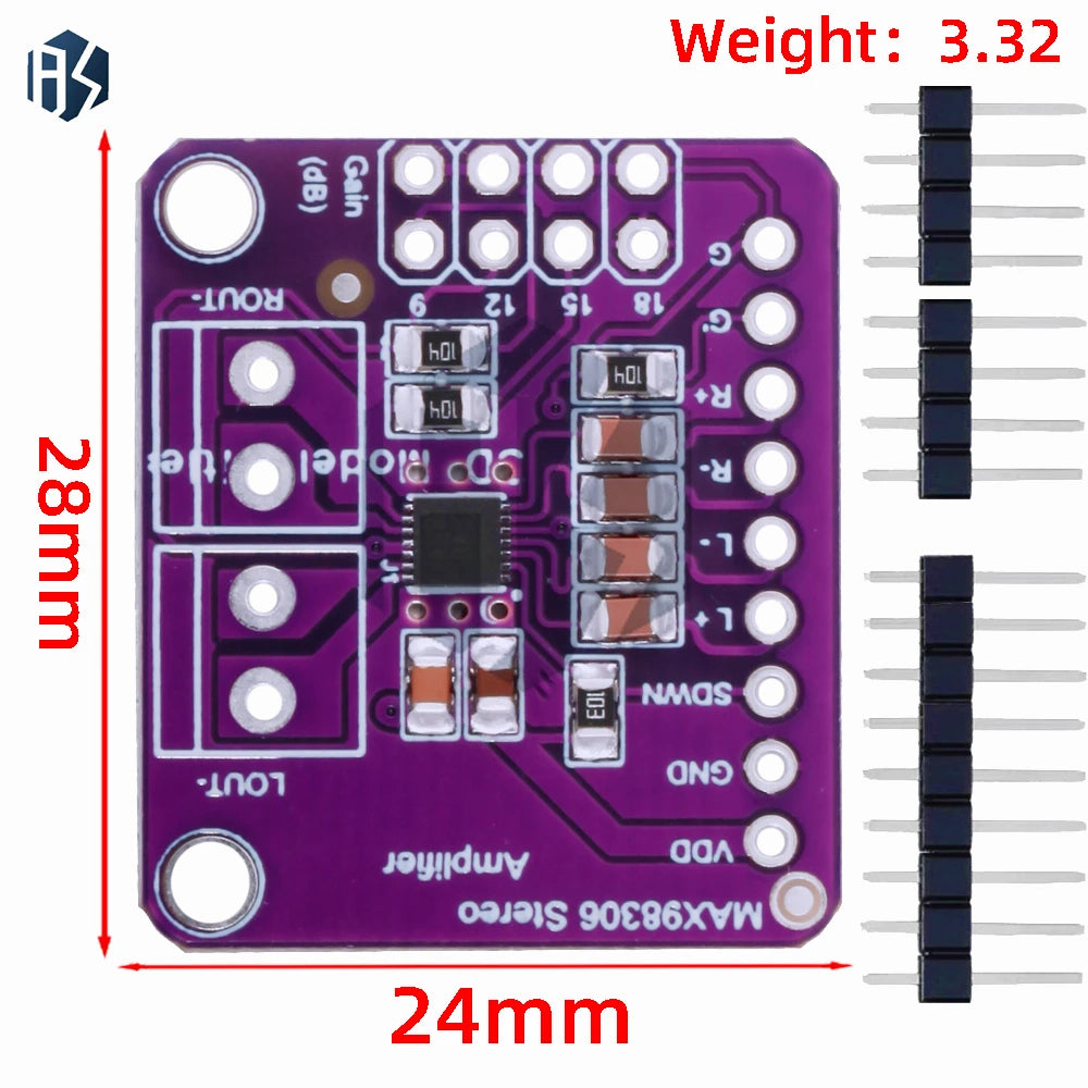1~10PCS EGBO CJMCU-98306 MAX98306 3.3V~5.5V Stereo Class D Amplifier Class AB Audio 3.7W Gain setting 6DB 9DB 12DB 15DB 18DB Zpaxo