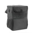 Leak-proof Car Trash Can Lid Storage Pockets Waterproof Hanging Zpaxo Black