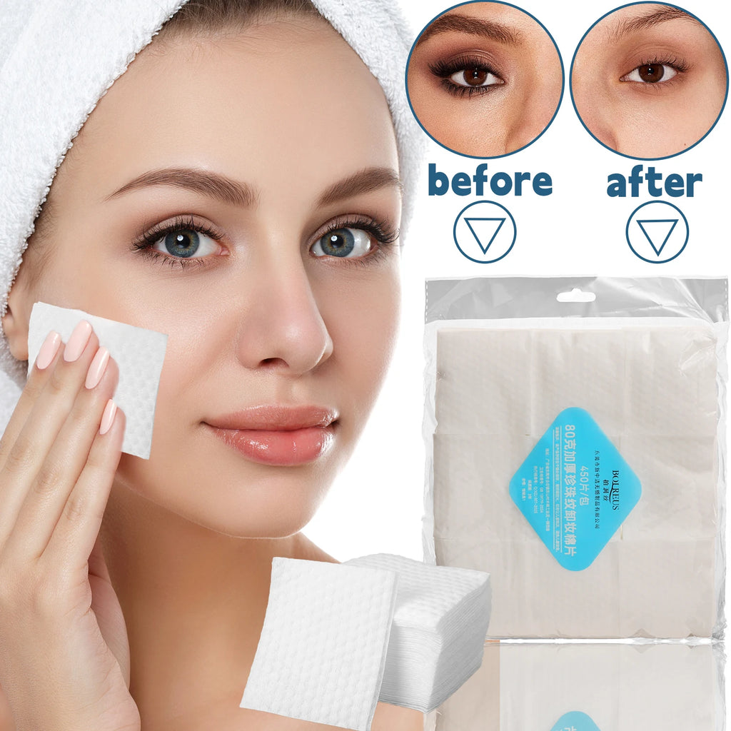 3D Water-locking Makeup Cotton Pads Women Non-shedding Square Pearl
