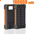 500000mAh Waterproof Outdoor Solar Power Bank Dual USB Travel Portable Solar Charger SOS Flashlight for iPhone Xiaomi Huawei Zpaxo Orange 100000mAh 50001mAh-100000mAh