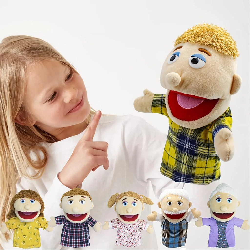 Family Plush Hand Puppets 28- Soft Skin-friendly Toy Open-mouth