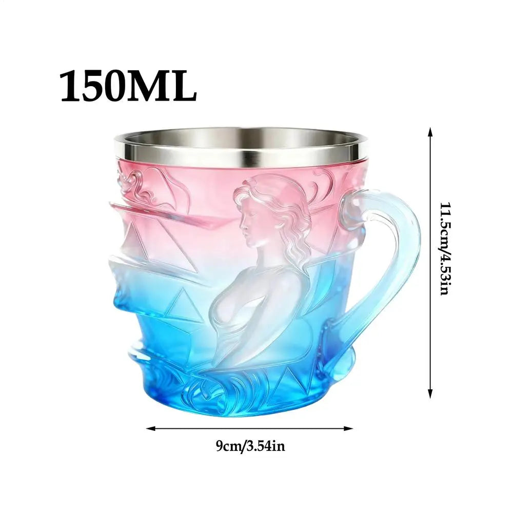 Book Mug Novelty Feminine Design Cup 3D Hand Painted Handle Women Zpaxo China Mainland Blue 150ml