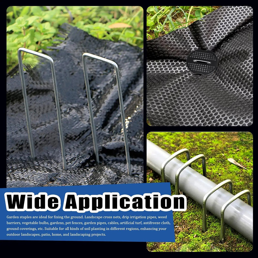U-Shaped Garden Stakes & Staples Kit with Hook & Gaskets