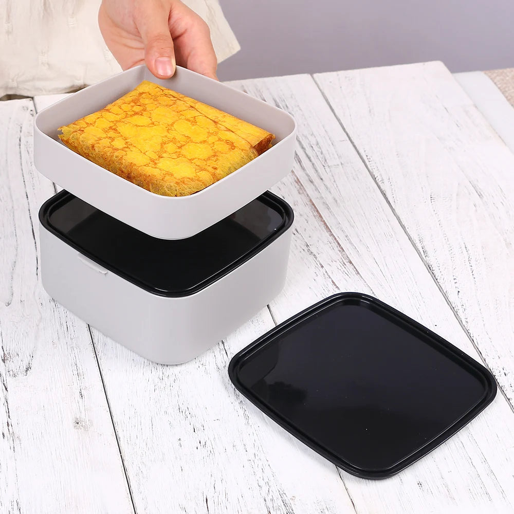 Double Layer Square Lunch Box Portable Bento Box Microwave Safe Food Storage Container for Office School Picnic Zpaxo