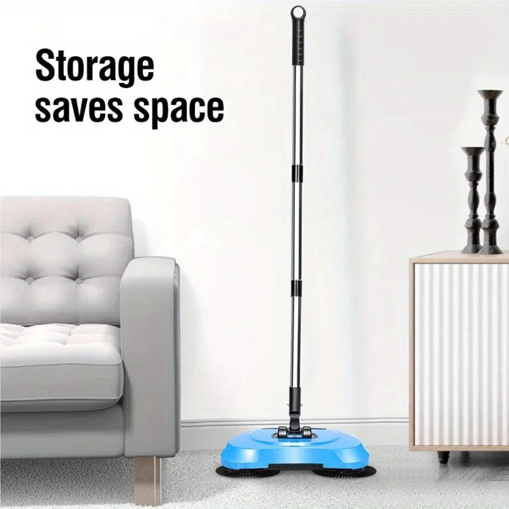 Hand Push Broom, Multifunctional Cleaning Tool Sweep Mop, Long Handle Push Broom with Auto Spiral Deep Clean System Zpaxo
