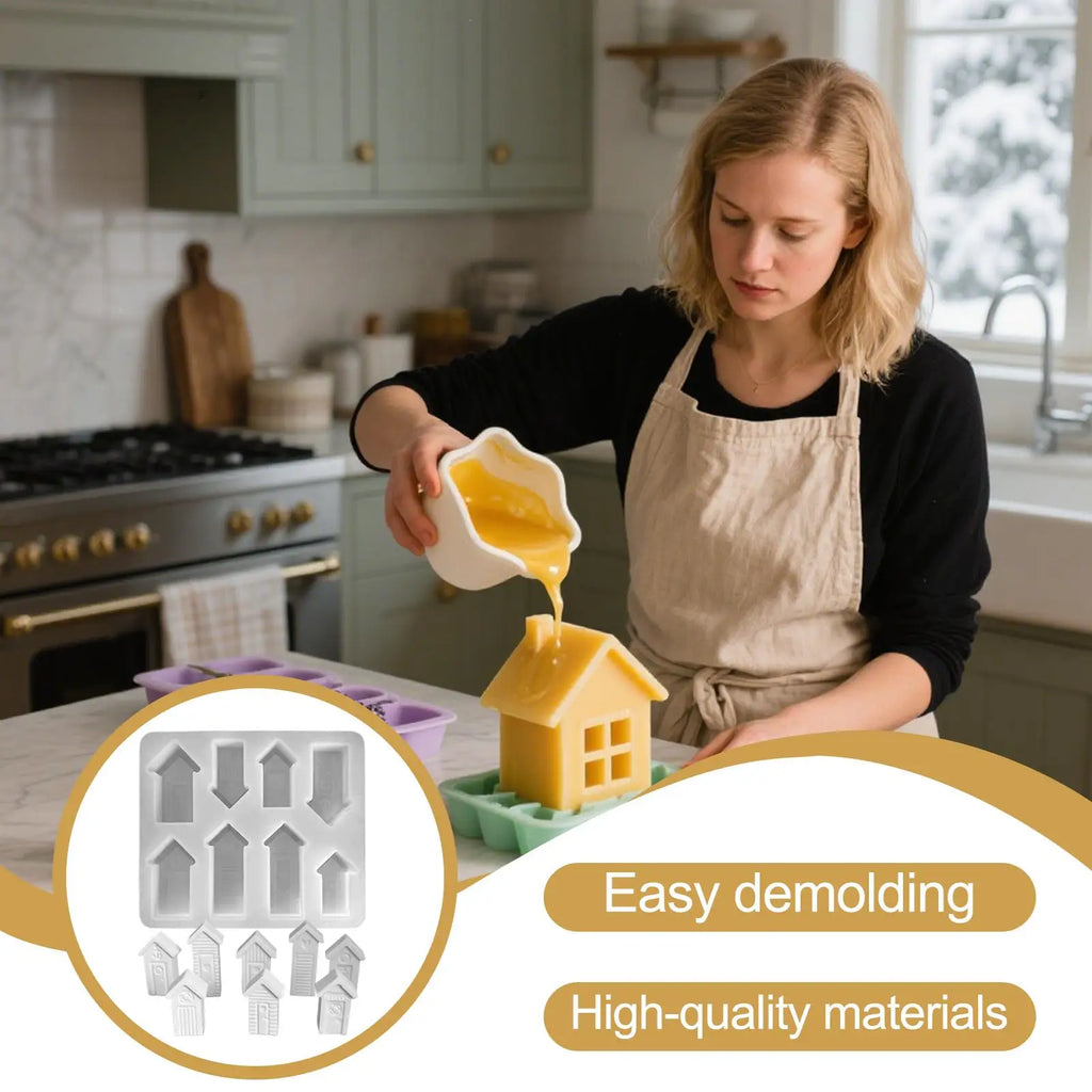 House Shape Resin Mold Silicone Christmas 8-Slot Plaster Casting