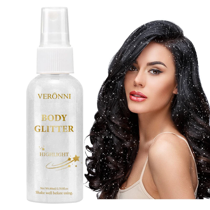 4 color Shiny Glitter Spray Cosmetics,Liquid Full Body Glow Body Highlighter,Waterproof Long Lasting Face,Body Hair Spray Makeup Zpaxo 01