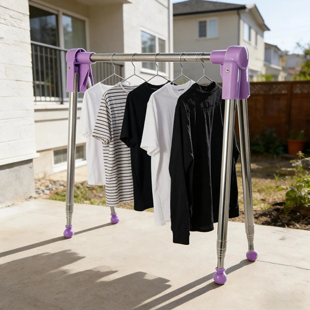 Foldable Clothes Drying Rack Stainless Steel Telescopic Garment Hanger Clothing Drying Rack for Balcony Travel Camping Bathroom Zpaxo