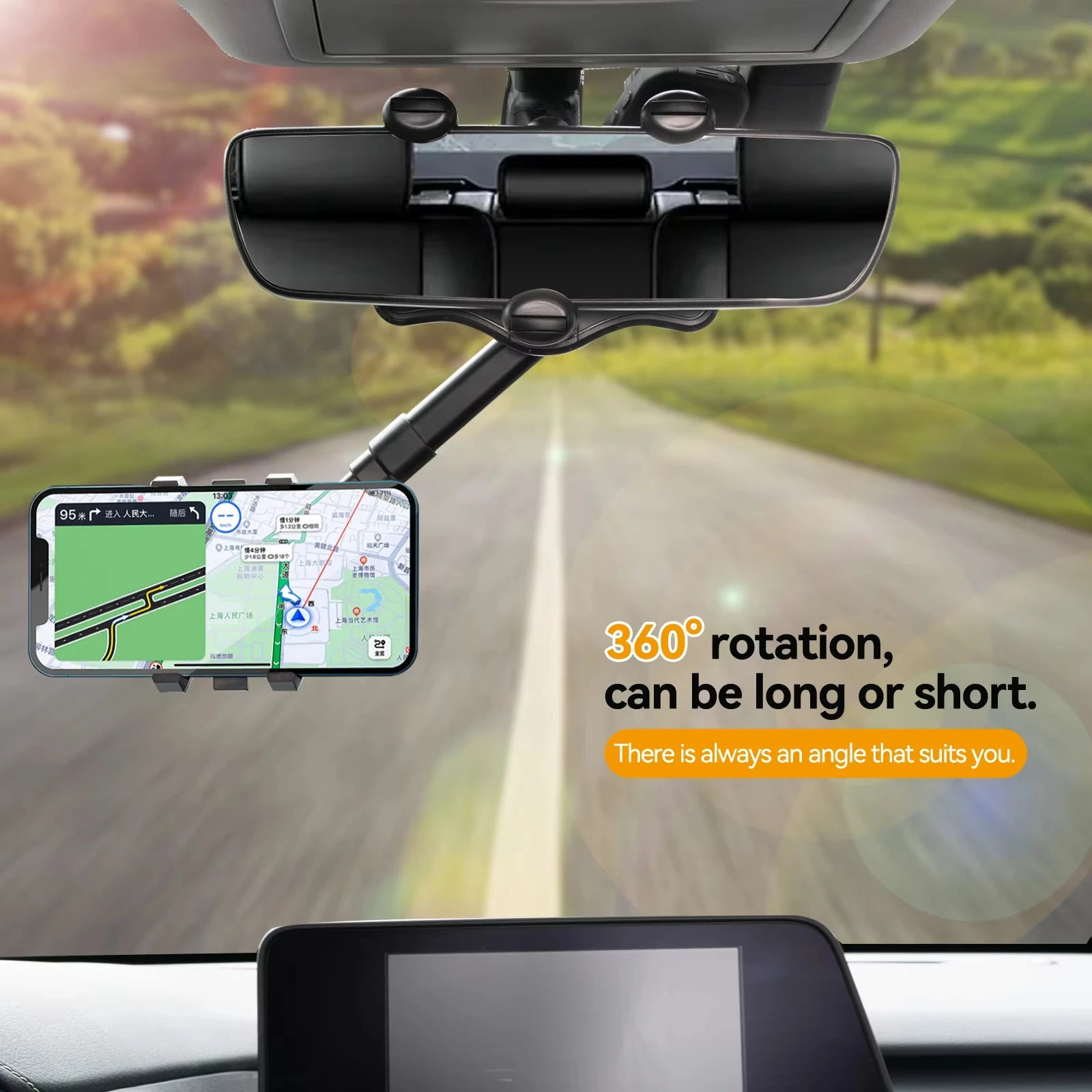 360° Rearview Mirror Car Phone Holder – Universal Mount Car Phone Mount Zpaxo
