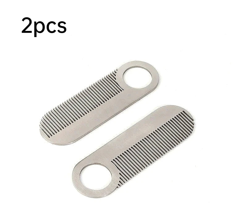 Stainless Steel Men's Beard Comb Portable Mini Oil Head Comb for Barber Mustache Care Shaping Tools Pocket Size Silver Hair Comb Zpaxo 2pc