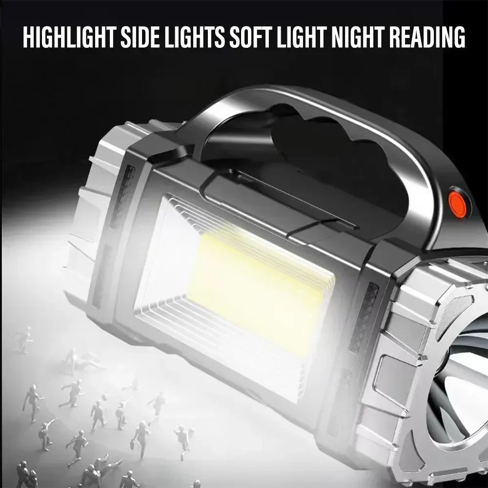 Solar USB Rechargeable LED Flashlight COB Work Light & Power Bank