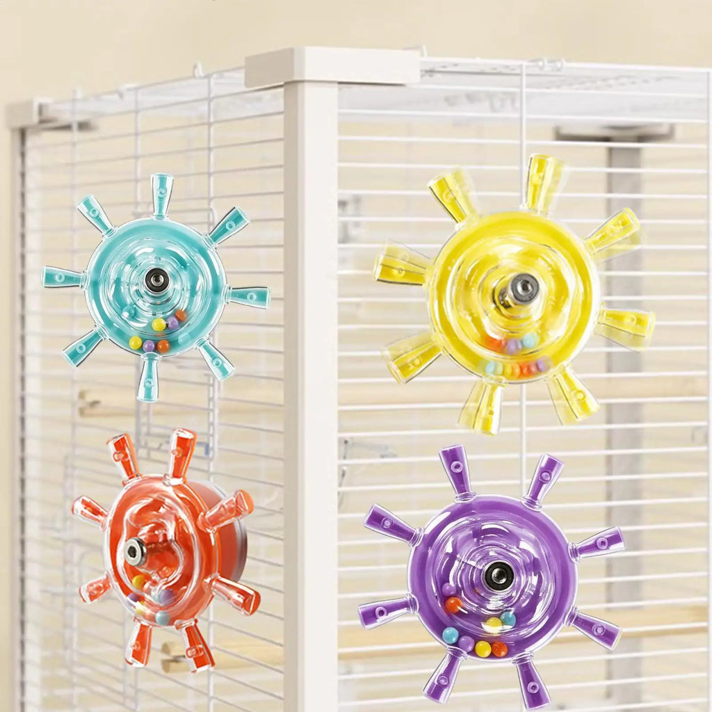 Parakeet Spinner Toy Colorful Rotating Wheel Rattle Cage Parrot Chew