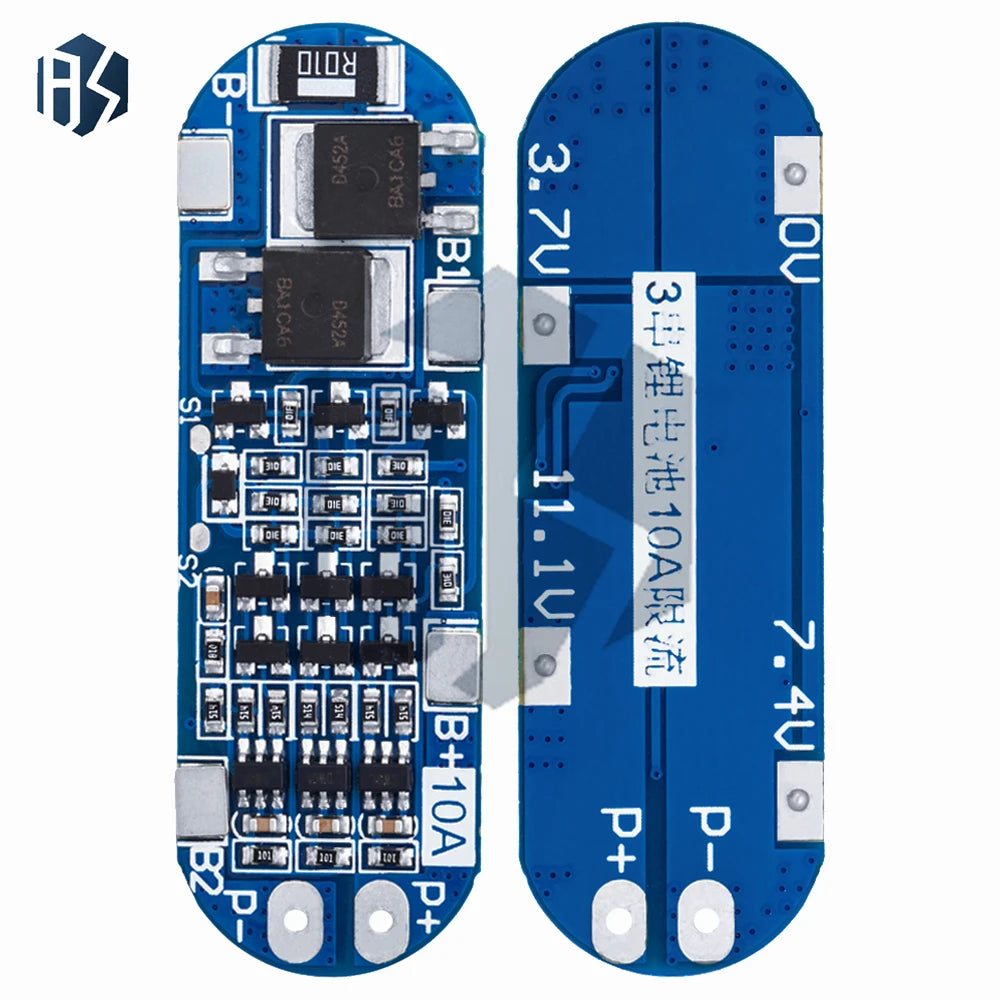 3S 10A 18650 Li-ion Battery Protection Board - 11.1V/12.6V Charger Module with Overcharge/Discharge Protection Zpaxo