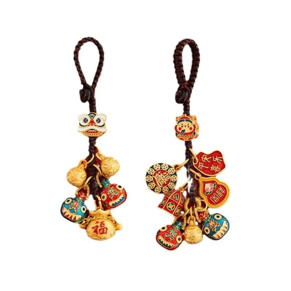 Small Pendant Car Keys Charms Car Key Charms Hand-woven Plutus Lucky Keychain Short Lanyard Chinese Style Key Chain Strap Men Zpaxo