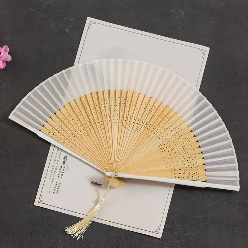 Chinese Silk Bamboo Folding Fan with Tassel – Dance & Décor