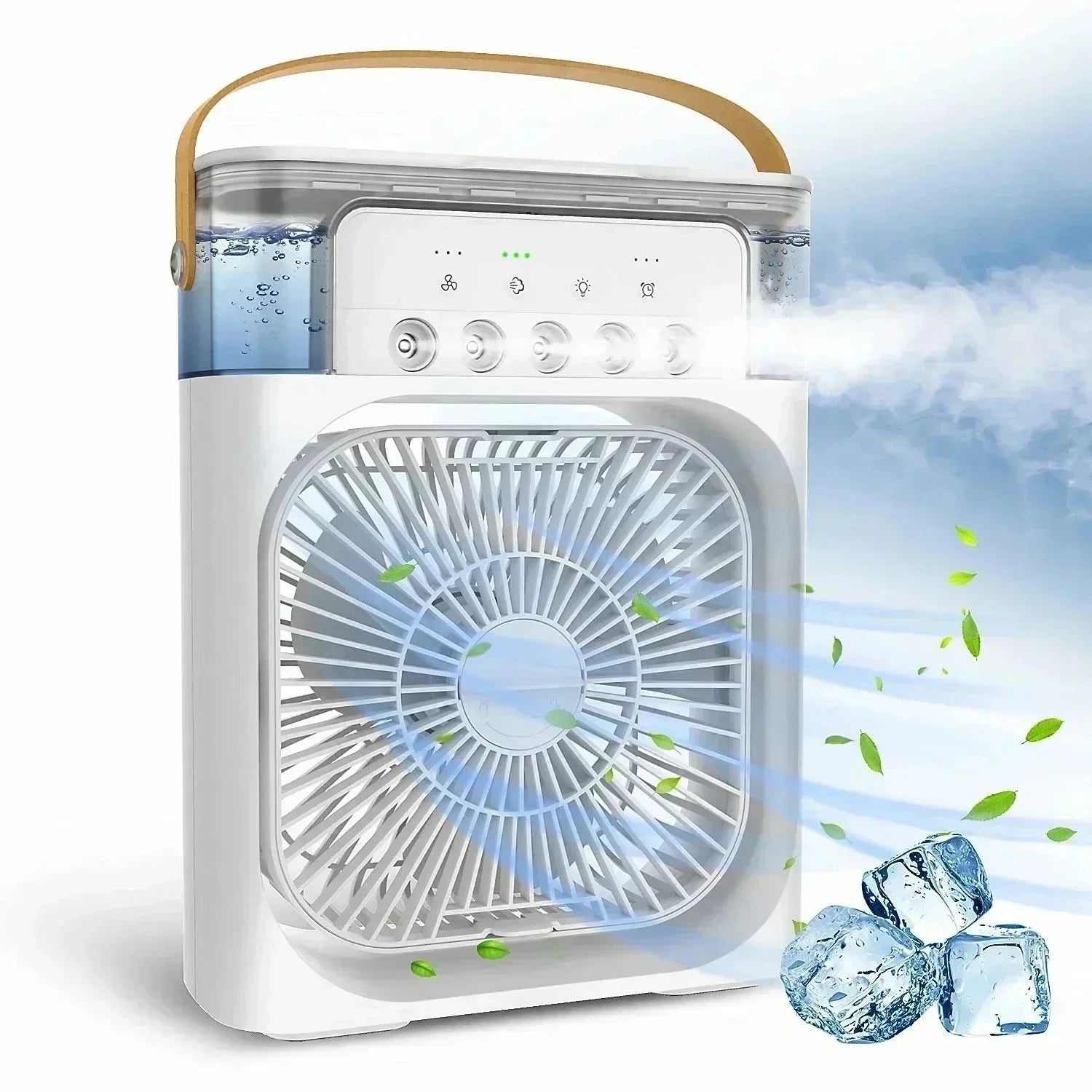 Desk Fan Night Light Rechargeable Portable Electric Desktop 5 Holes