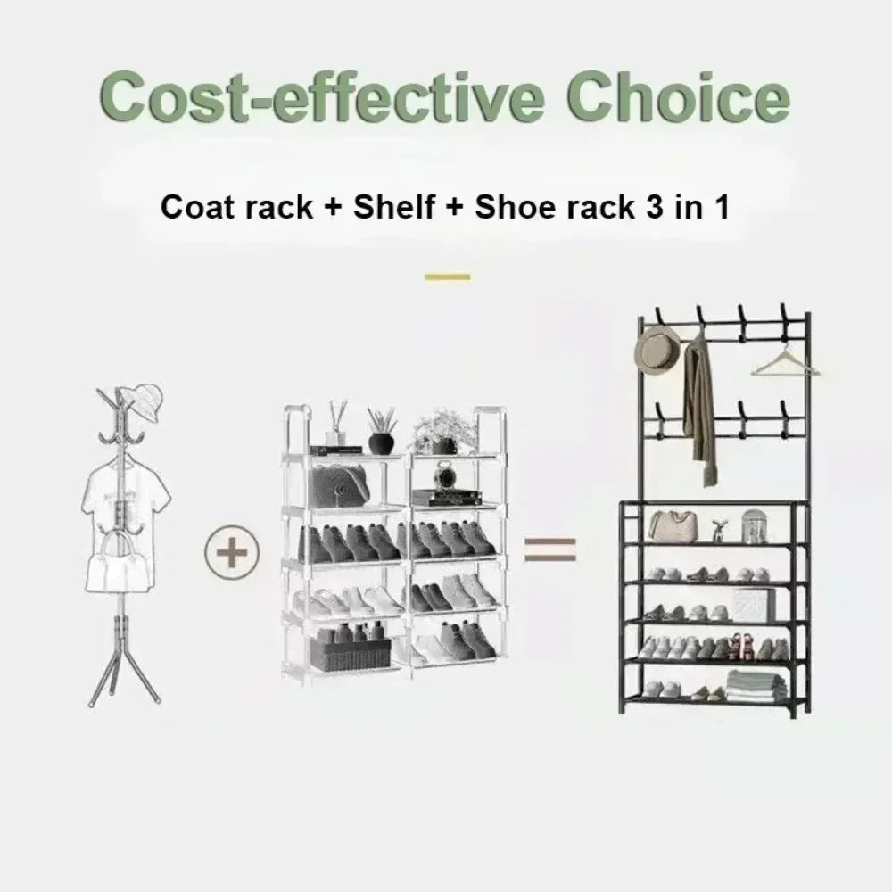 Multi-layer Shoe Rack Shelf Floor Standing Coat Racks Assemble Cloth