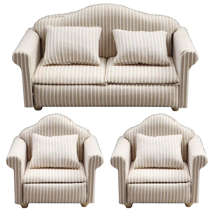 1 12 Mini Furniture Sofa DIY Decoration Doll House Living Room White Zpaxo Three piece set