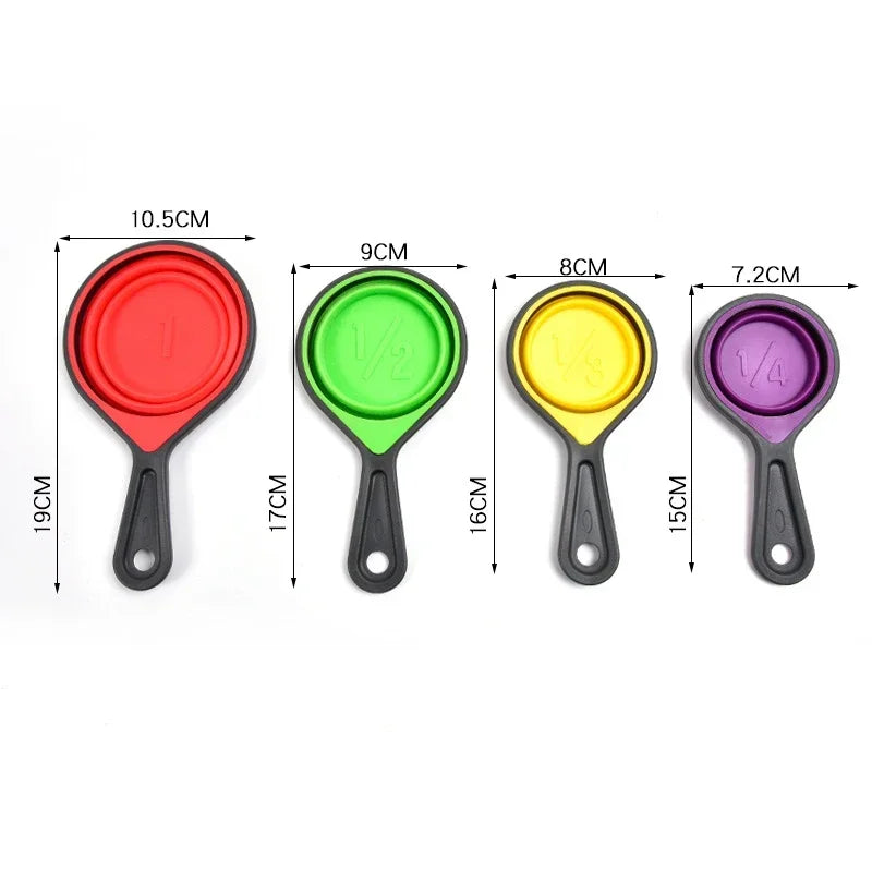 4/8Pcs Silicone Measuring Cup Measuring Spoon Collapsible Baking Measuring Tool Set for Coffee Flour Honey Sugar Baking Spoon Zpaxo 4Pcs Random Color