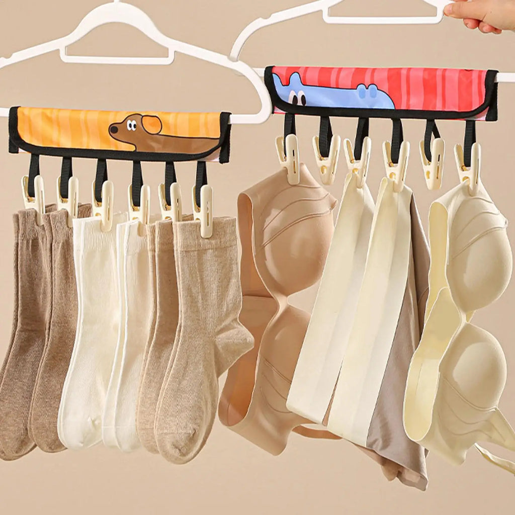 Travel Hangers Foldable 6 Clips Socks Drying Rack Compact Clothes