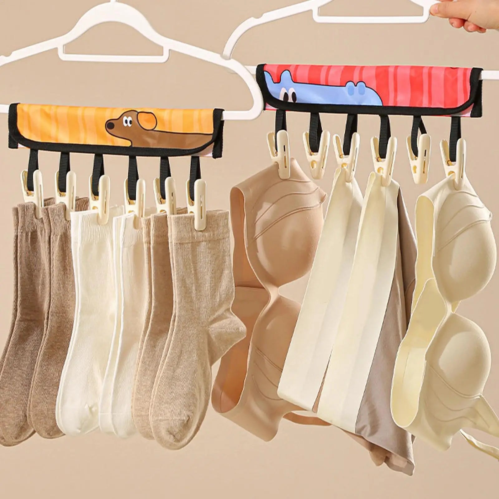 Travel Hangers Foldable 6 Clips Socks Drying Rack Compact Clothes