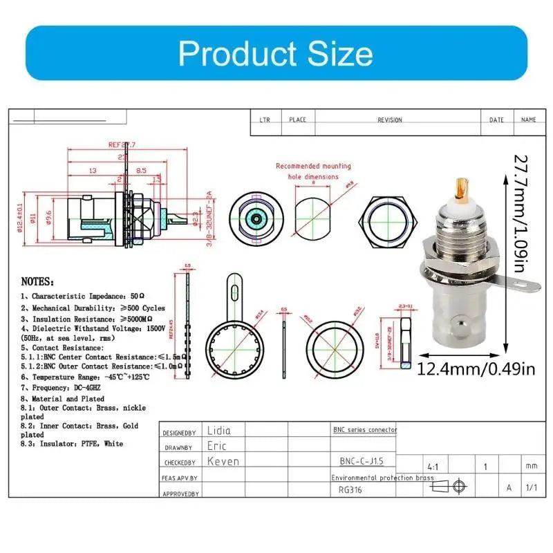 652F Adapter BNC 50KY 12 5 Male Female Universal Copper Connectors Zpaxo