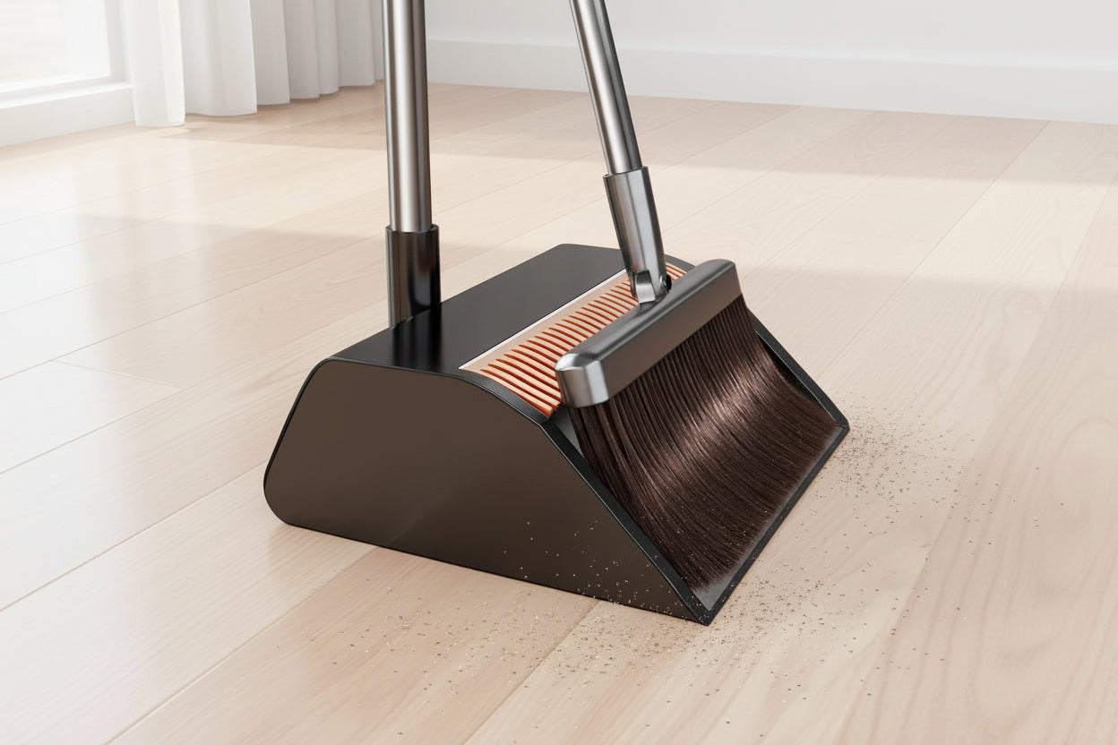 JOYBOS 30cm Broom & Dustpan Set – 180° Rotating Floor Sweep Broom & Dustpan Set Zpaxo