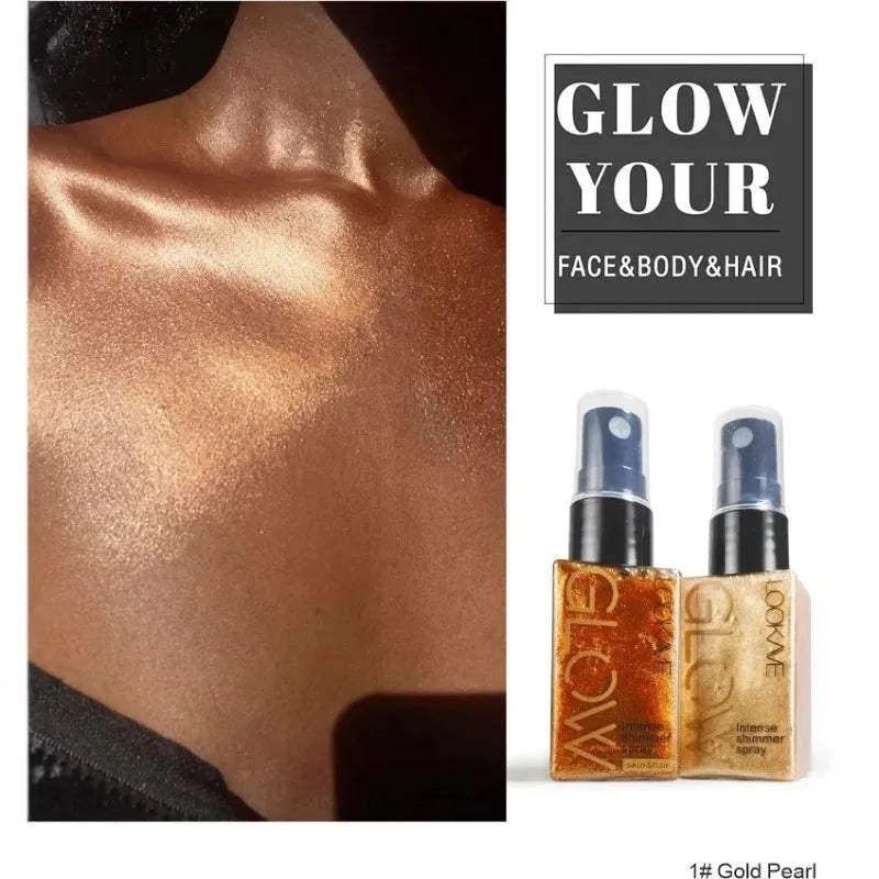 Pearlescent Glitter Spray Shimmer Oil Lasting Shine Gold Bronze
