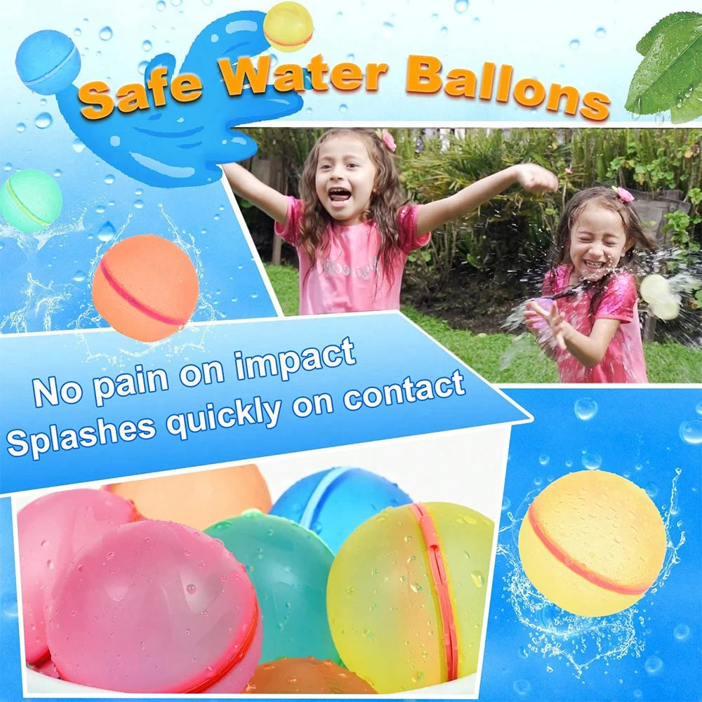 1- Reusable Water Balls Self-seal Fast Inflating Silicone Summer Pool