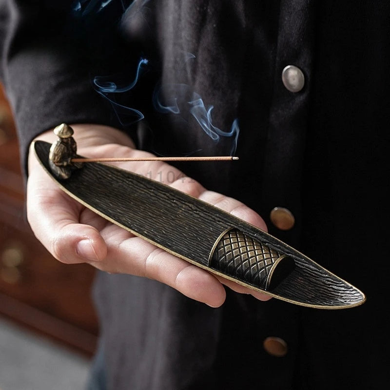 Creative Incense Holder Aromatherapy Ornament Incense Holder Boat Old Men Fishing Japanese Style Incense Stick Burner Home Decor Zpaxo