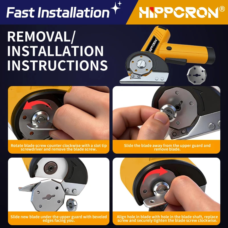 HIPPCRON Cordless Electric Scissors Rotary Cutter Rechargeable