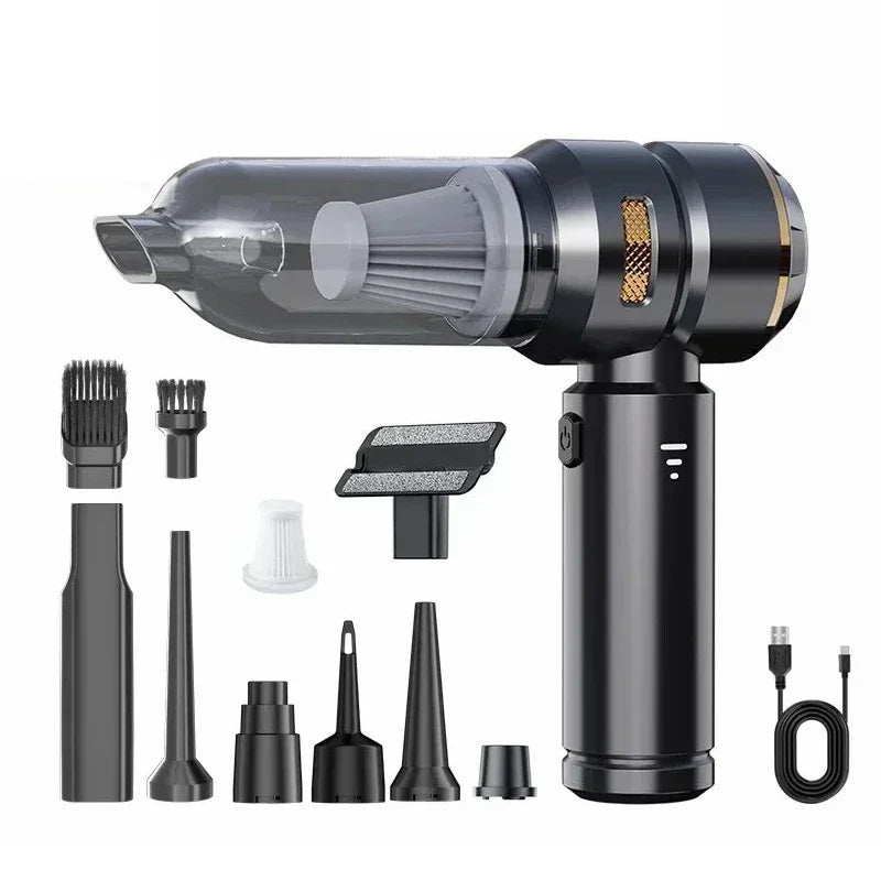 Portable High-Power Cordless Vacuum for Car and Home, Brushless Motor Dust Blower & Cleaner Machine with Strong Suction Zpaxo hei
