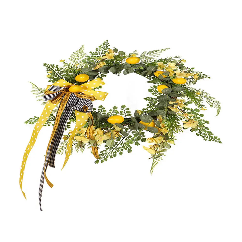 Artificial Lemon Flower Summer Wreath Hanging Front Door Simulation