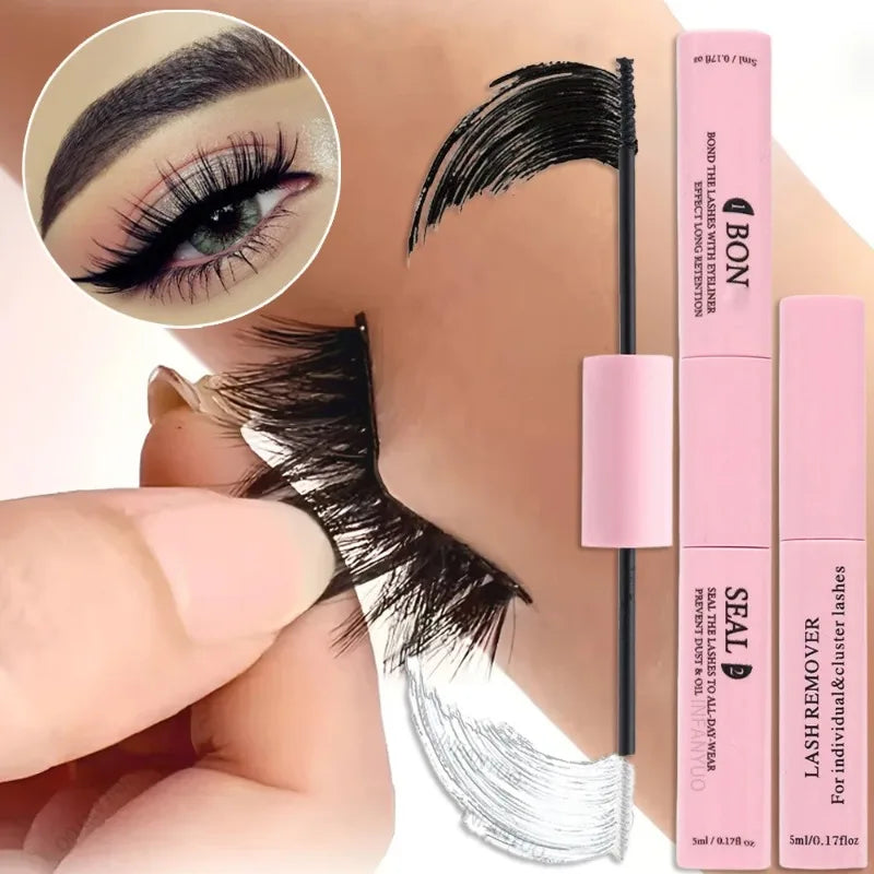 Bond Seal Eyelash Glue 2-in-1 Clustered Clear Latex Waterproof DIY