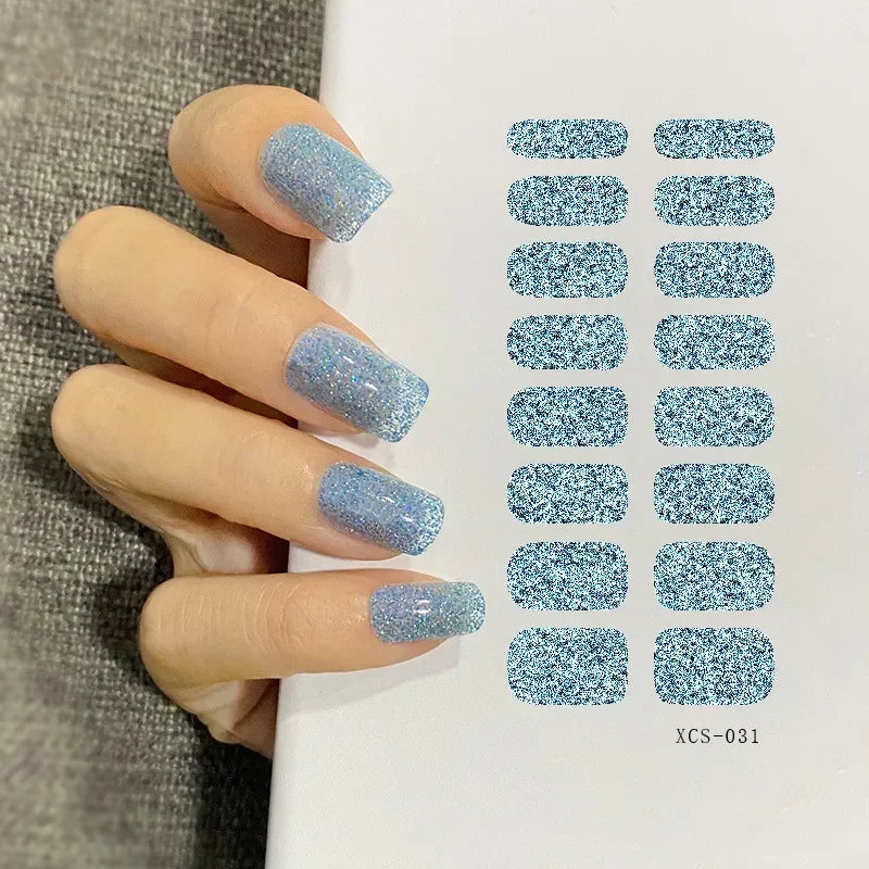 53 Colors Nail Polish Stickers Pure Strips Waterproof Adhesive Full
