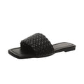 Women's Slippers 2025 Summer Selling Sexy Braided Red Square Toe Flat Flip-Flops Fashion Beach Mules Casual Indoor Home Slippers Zpaxo 43 black
